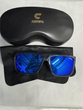 Carrera Sunglasses with Blue Mirrored Lenses and Black Frame